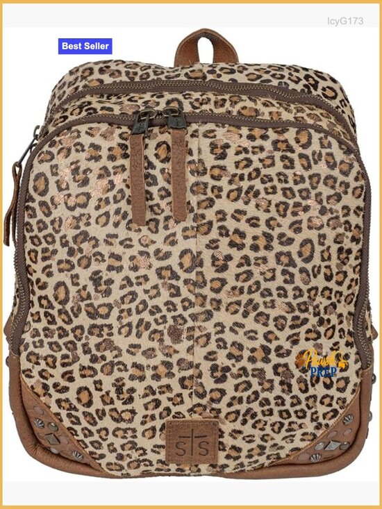 Genuine Leather Mini Leopard Print Backpack with Laptop Pocket main image 7